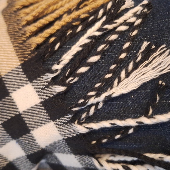 Winter Plaid Tan Scarf W/ 4" Fringe - Picture 5 of 5